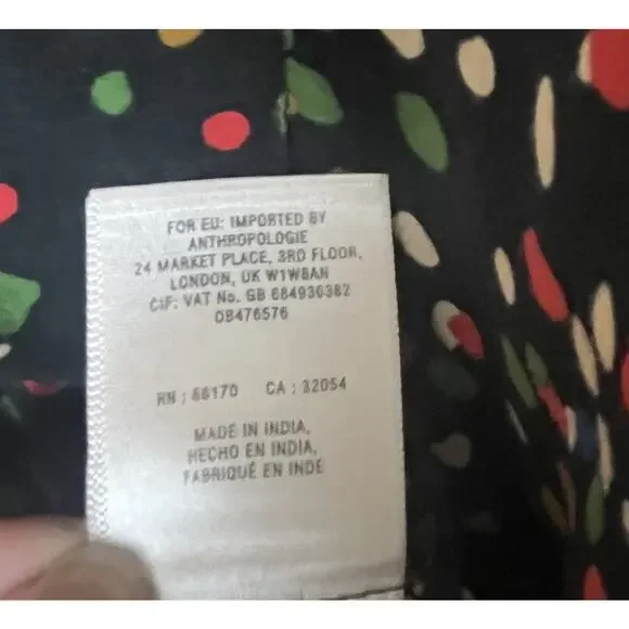 MAEVE Anthropologie Confetti Print Button Front Shirt Size 4 Black Multicolor - Picture 10 of 10
